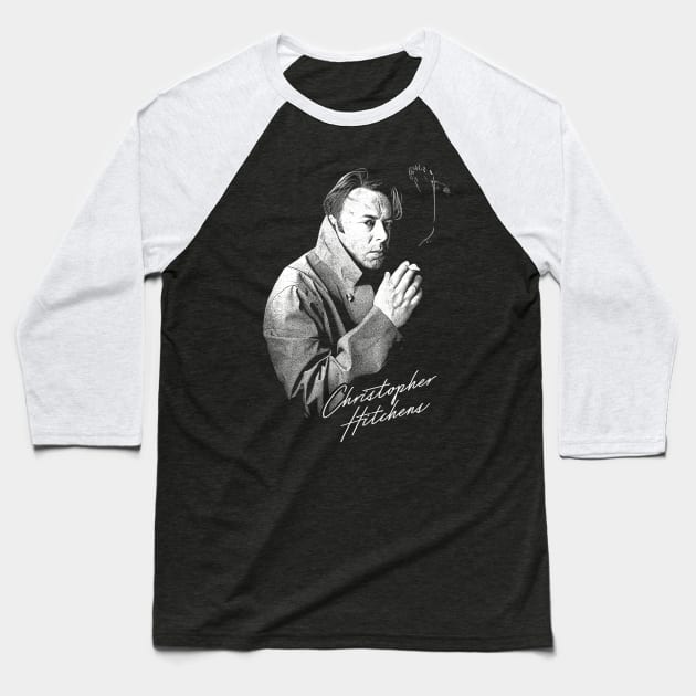 Christopher Hitchens // Retro Style Fan Design Baseball T-Shirt by DankFutura